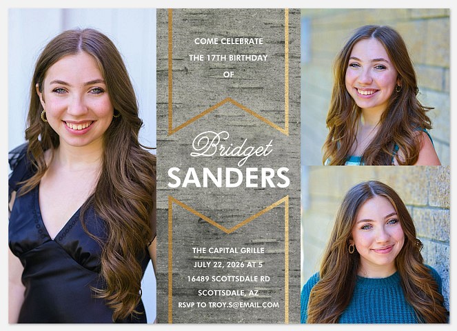 Birch Banner Adult Birthday Invitations