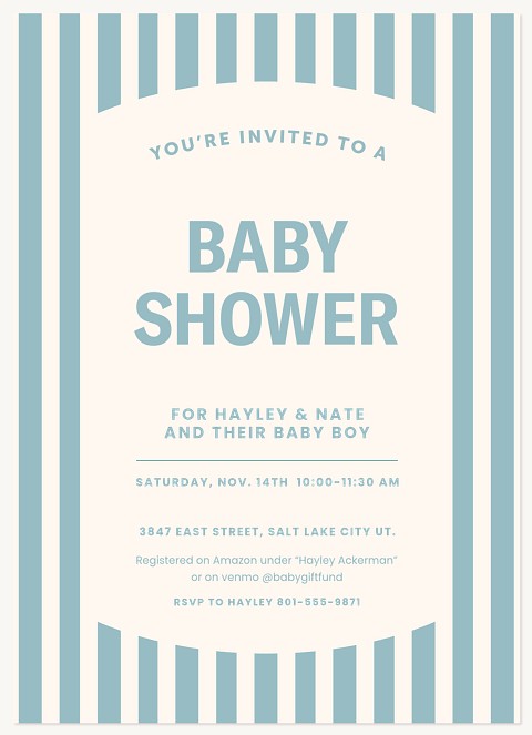 Striped Welcome Baby Shower Invites