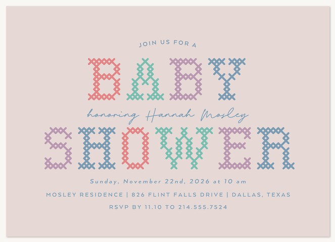 Needlework Type Baby Shower Invites