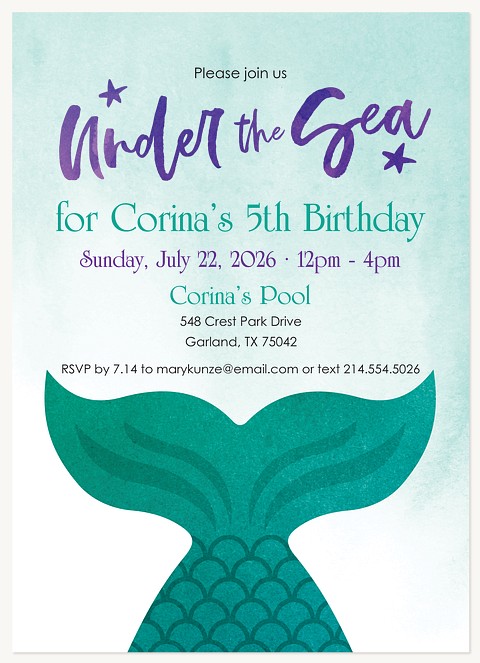 Under the Sea Kids Birthday Invitations