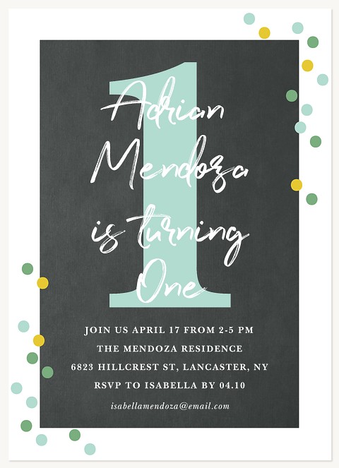 Confetti Pop First Birthday Invitations