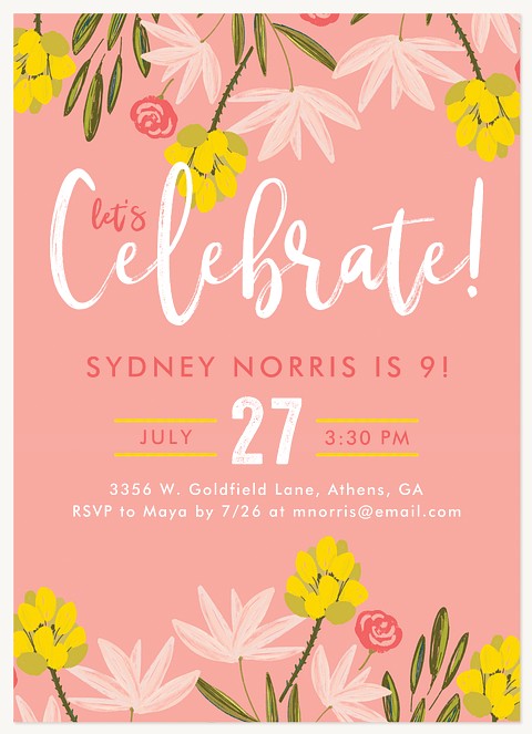 Secret Garden Girl Birthday Party Invitations