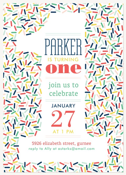Sprinkles One First Birthday Invitations