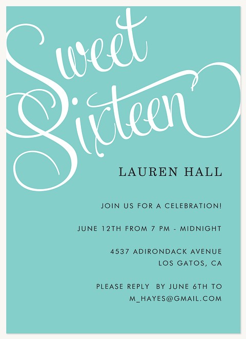 Simply Sixteen Teen Birthday Invitations