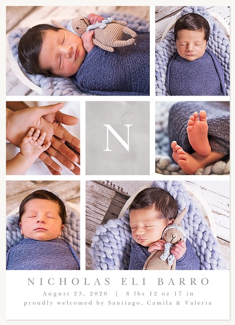Graphite Initial Baby Announcements