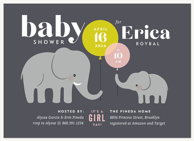 Petite Elephant Baby Shower Invites