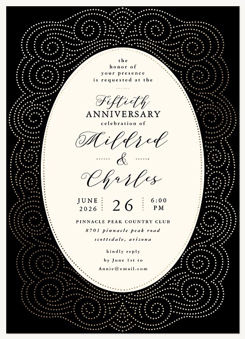 Strands of Gold Wedding Anniversary Invitations