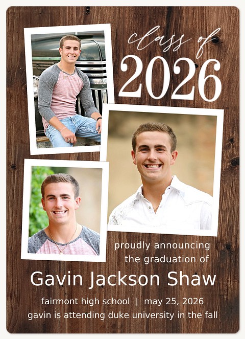 Knotted Wood Graduation Announcements