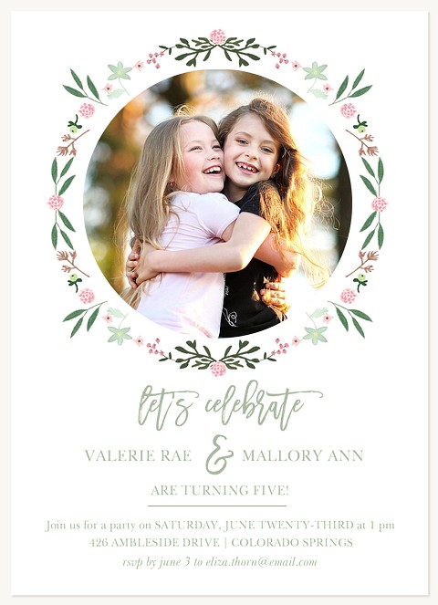 Garden Circle Kids Birthday Invitations