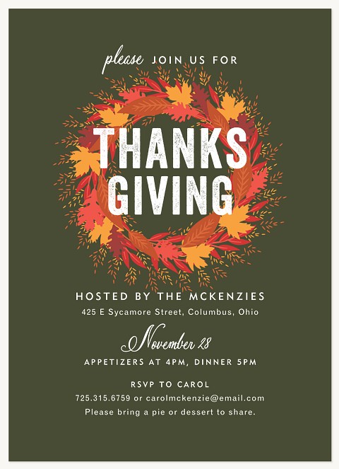 Leaf Wreath Thanksgiving Cards