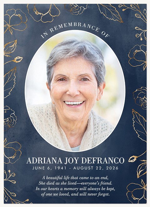 Golden Bloom Memorial & Sympathy Cards