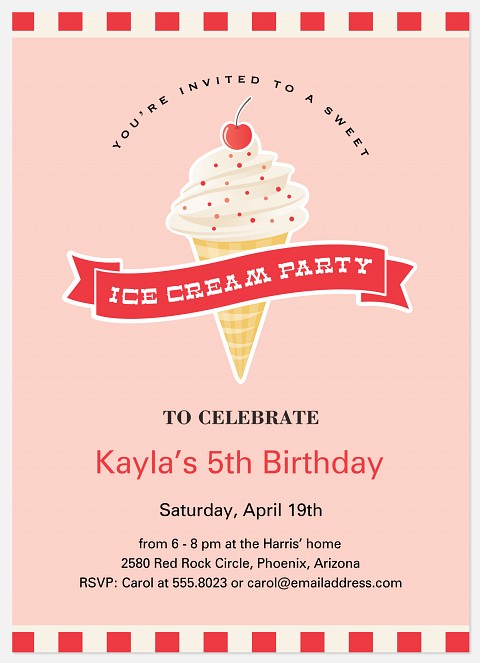 Ice-cream Social  Kids' Birthday Invitations