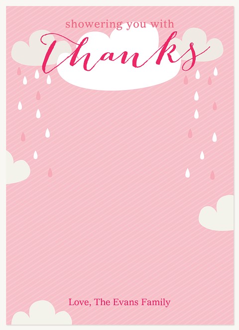 Shower Love Pink Baby Thank You Cards