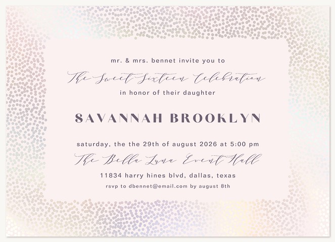 Holographic Border Teen Birthday Invitations