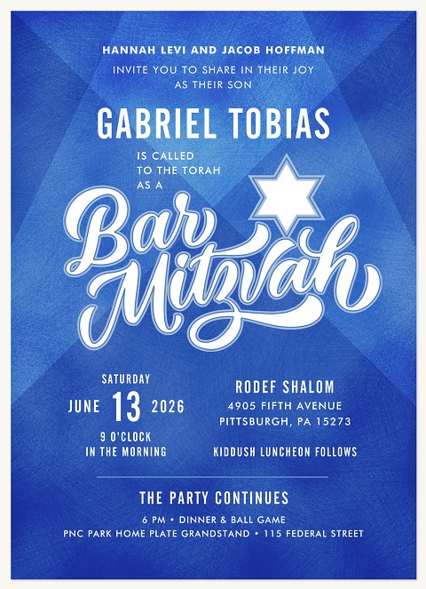 Bright Star Bar Mitzvah Invitations