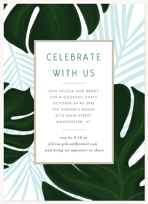 Monstera Leaves Dinner & Cocktail Party Invitations