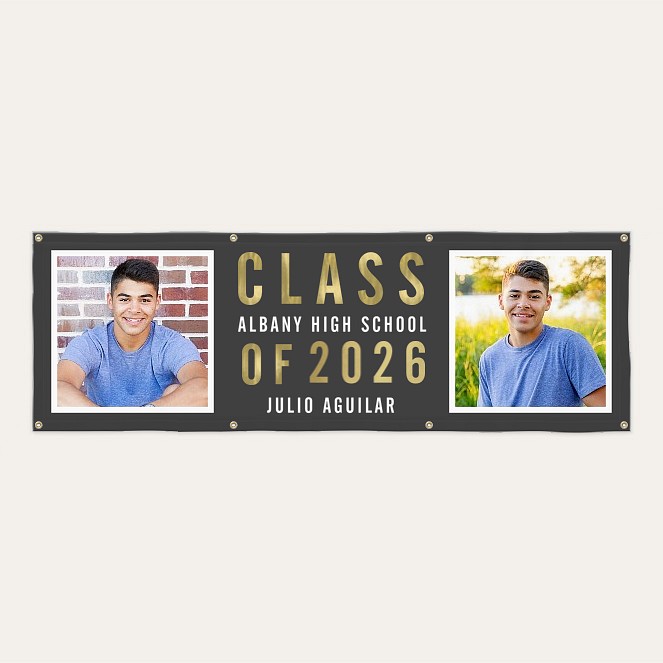Slate & Gold Graduation Photo Banner Custom Banners