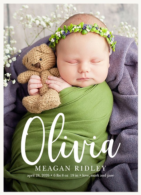 Bold Calligraphy Baby Announcements