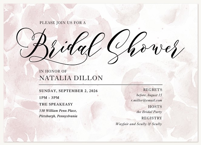 Dusty Rose Bridal Shower Invitations