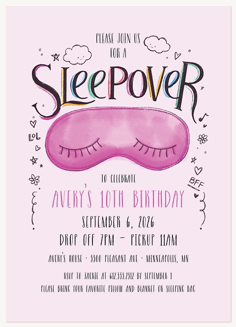 Sleepover Kids Birthday Invitations