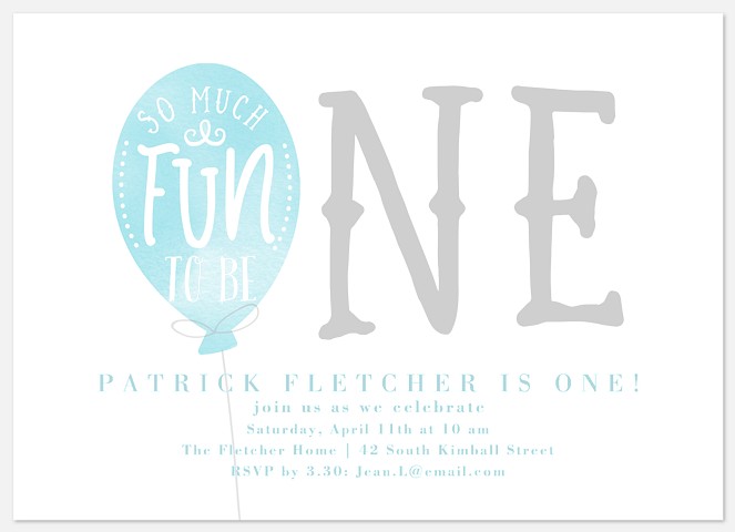 One Balloon Kids' Birthday Invitations