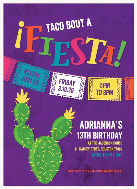 Festive Fiesta Kids Birthday Invitations