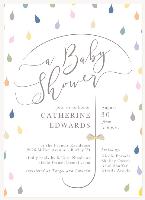Rainbow Raindrops Baby Shower Invites