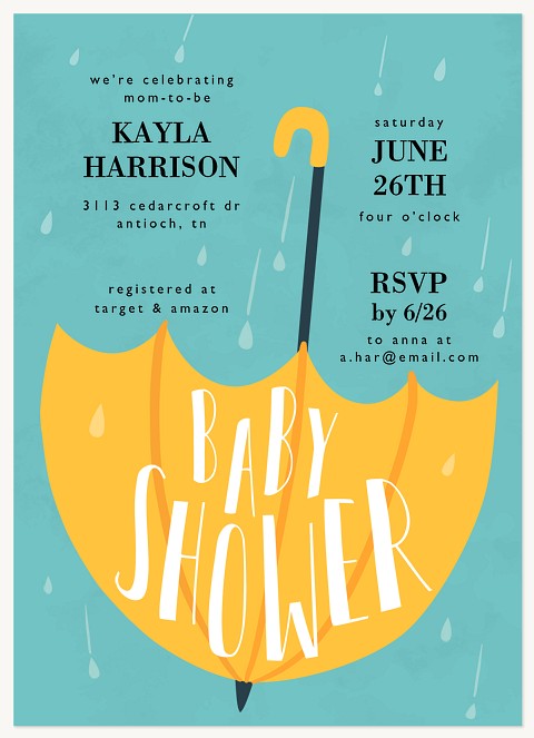 Sunny Showers Baby Shower Invites