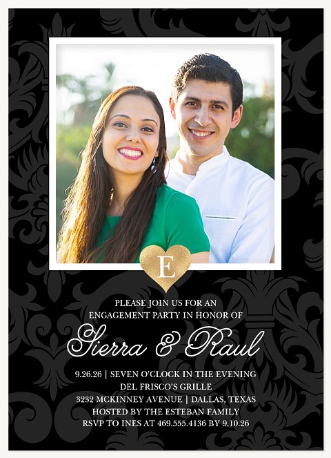 Monogrammed Heart Engagement Party Invitations