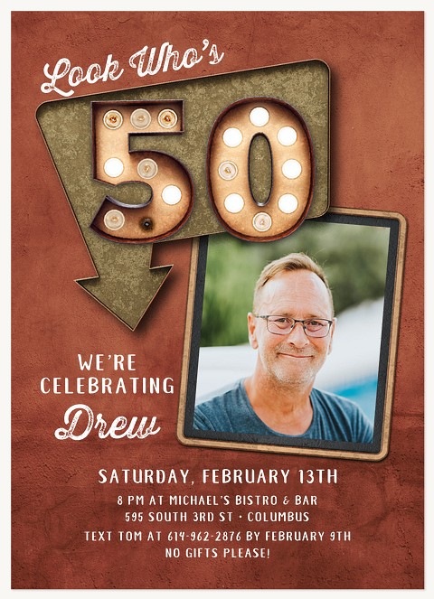 Grunge Sign Adult Birthday Party Invitations