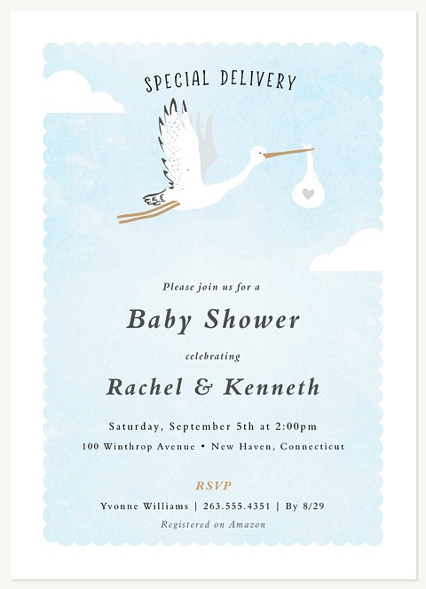 Classic Stork Baby Shower Invites