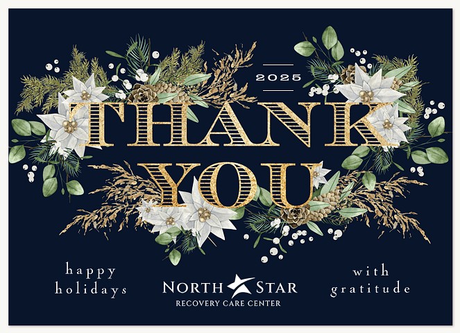 Poinsettia Thanks Business Holiday Cards