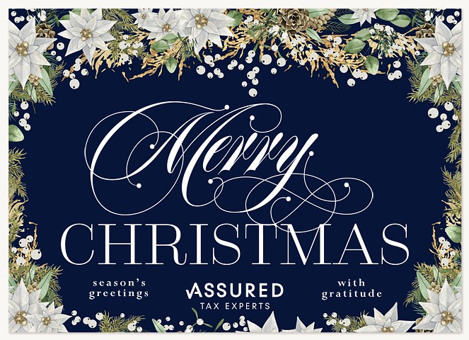 Poinsettia & Pine Business Holiday Cards