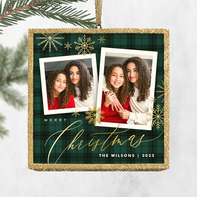 Luxe Plaid Personalized Ornaments