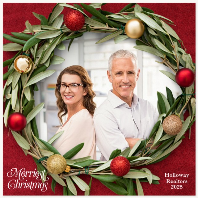 Wreath Ornaments Business Holiday Cards