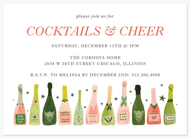 Champagne Cheer Holiday Party Invitations