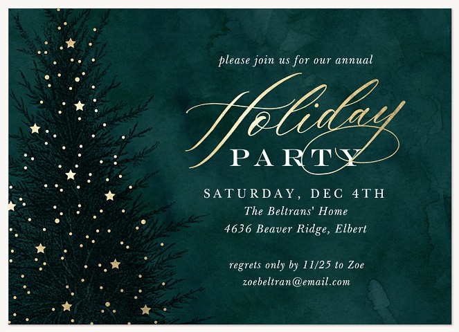 Glowing Tree Holiday Party Invitations