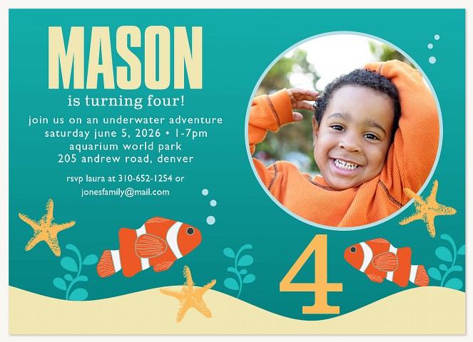 Clownfish Galore Boy Birthday Party Invitations