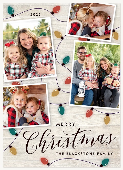 Rustic Bulbs Personalized Holiday Cards