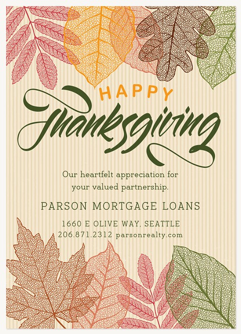 Thankful Leaves Business Holiday Cards