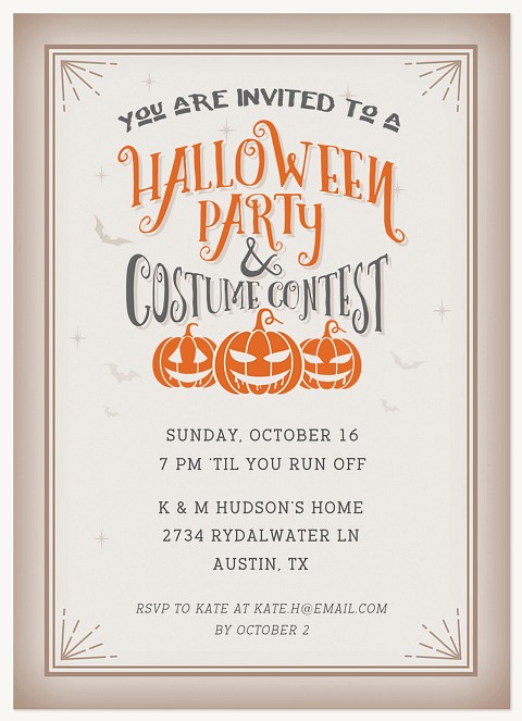 Pumpkin Trio Halloween Party Invitations