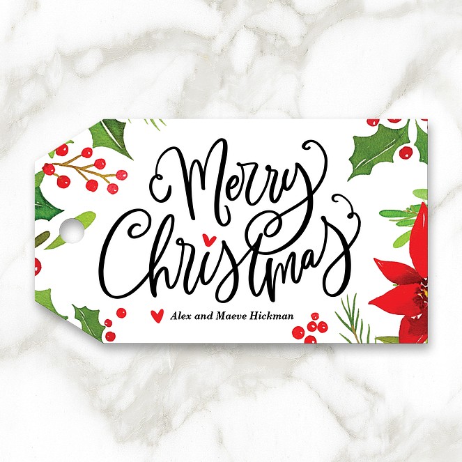 Merry Holly Custom Gift Tags