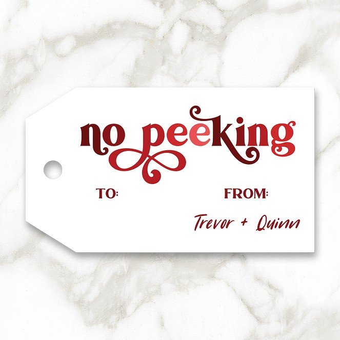Don't Peek Custom Gift Tags