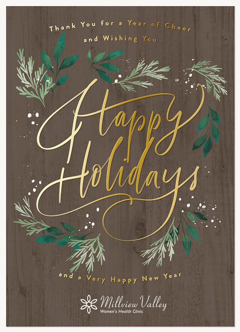 Rustic Botanical Business Holiday Cards