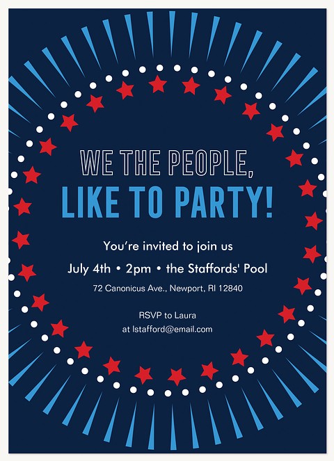 Stars and Stripes Summer Party Invitations