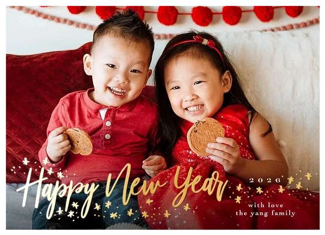 Starry Lettering Personalized Holiday Cards