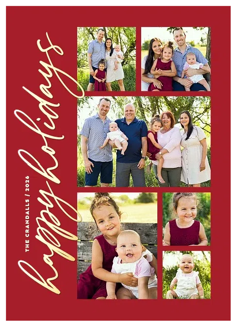 Vertical Script Personalized Holiday Cards