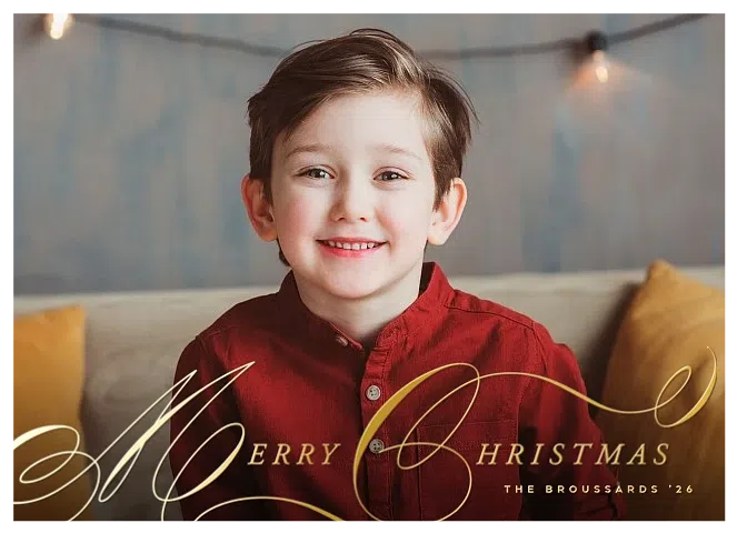 Swirling Script Personalized Holiday Cards