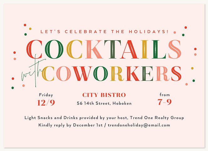 Coworker Cocktails Holiday Party Invitations