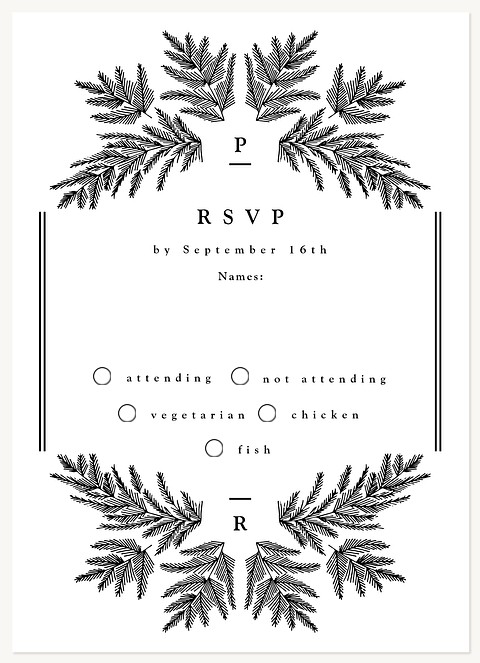 Golden Branches Wedding RSVP Cards
